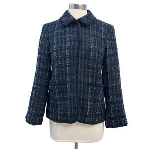ANN TAYLOR Tweed Fringe Blazer Jacket Size 8